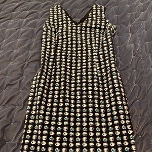 Navy patterned sheath dress